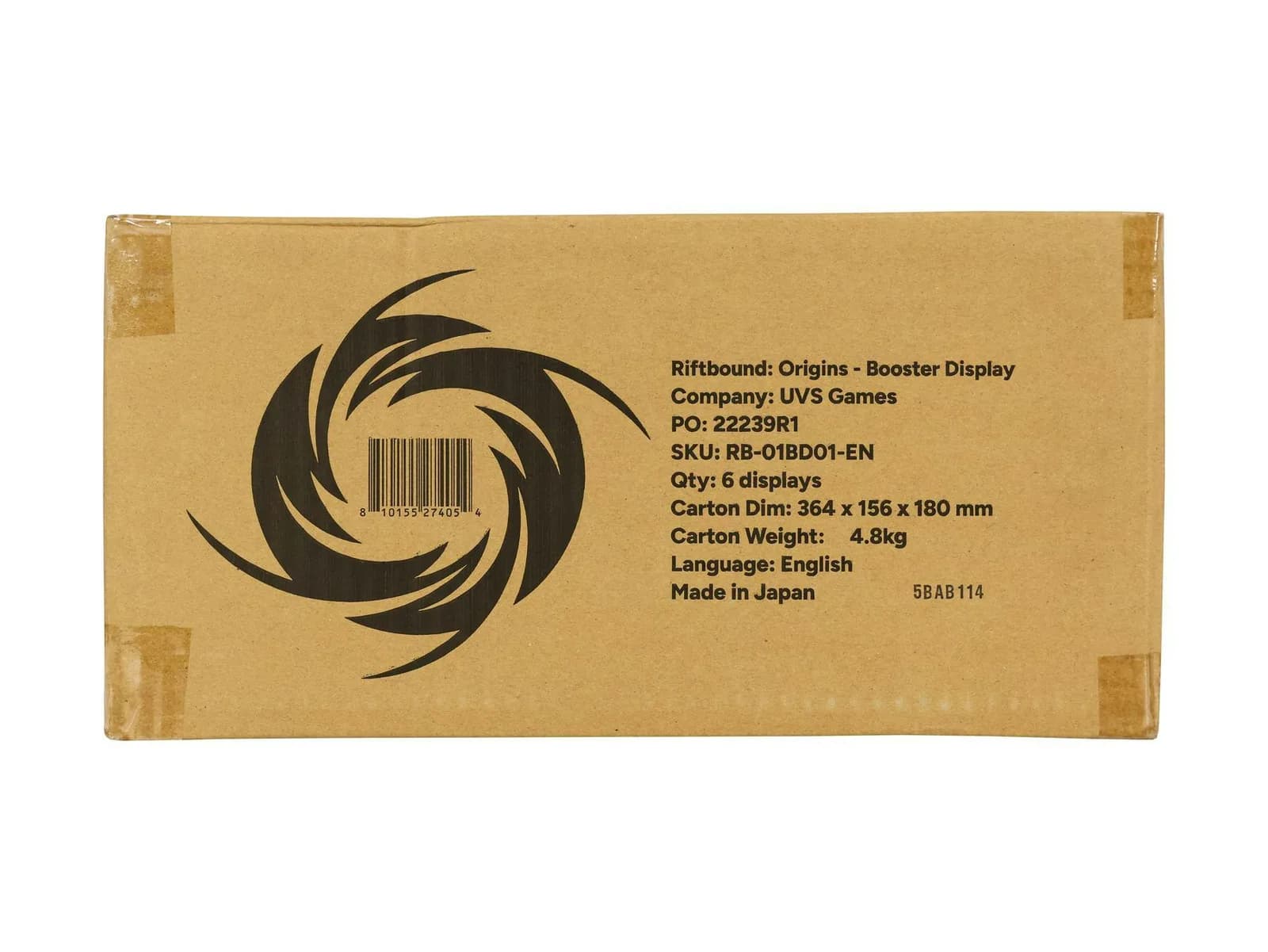 Riftbound Origins first-print sealed case containing six booster displays, English